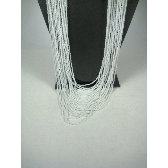 Vintage Multi Strand Goldtone Glass Seed Bead Necklace 35in Festival Party - Picture 5 of 9